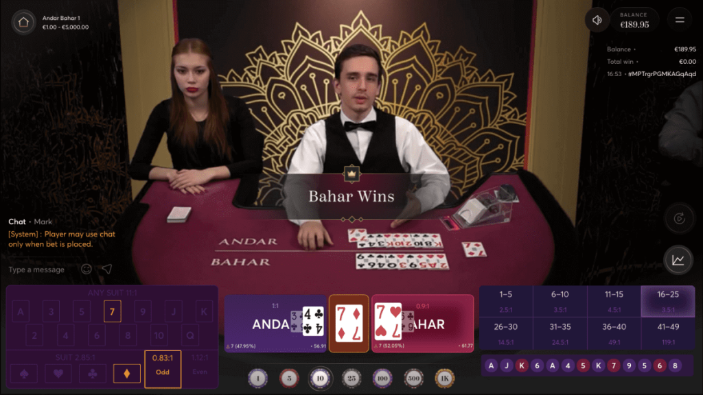 Andar Bahar 1 from Live88 in the Marathonbet Live Casino