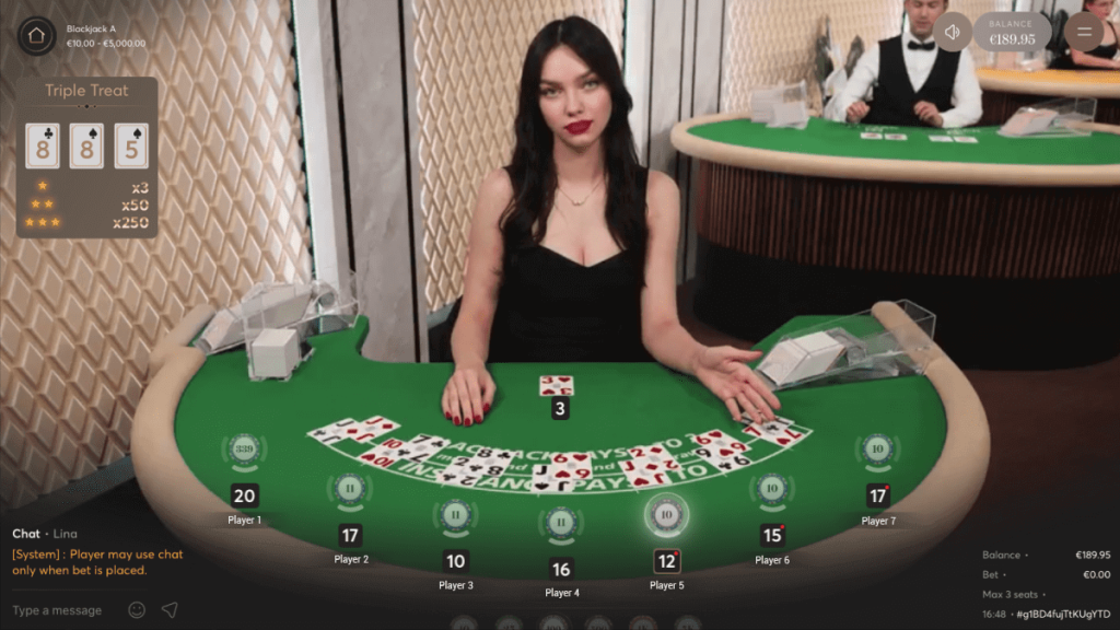 Blackjack A from Live88 in the Marathonbet Live Casino