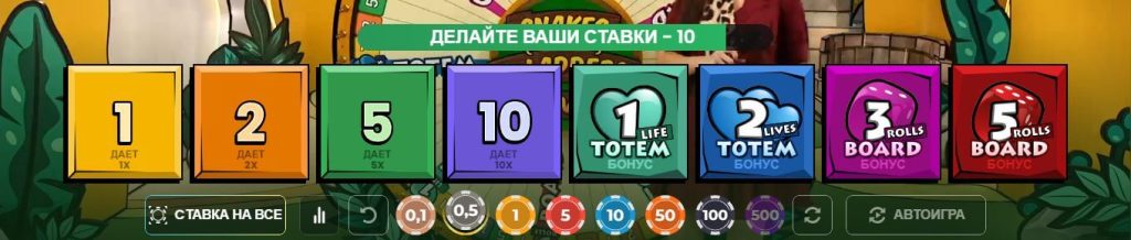 Snakes & Ladders. Основная игра — варианты ставок